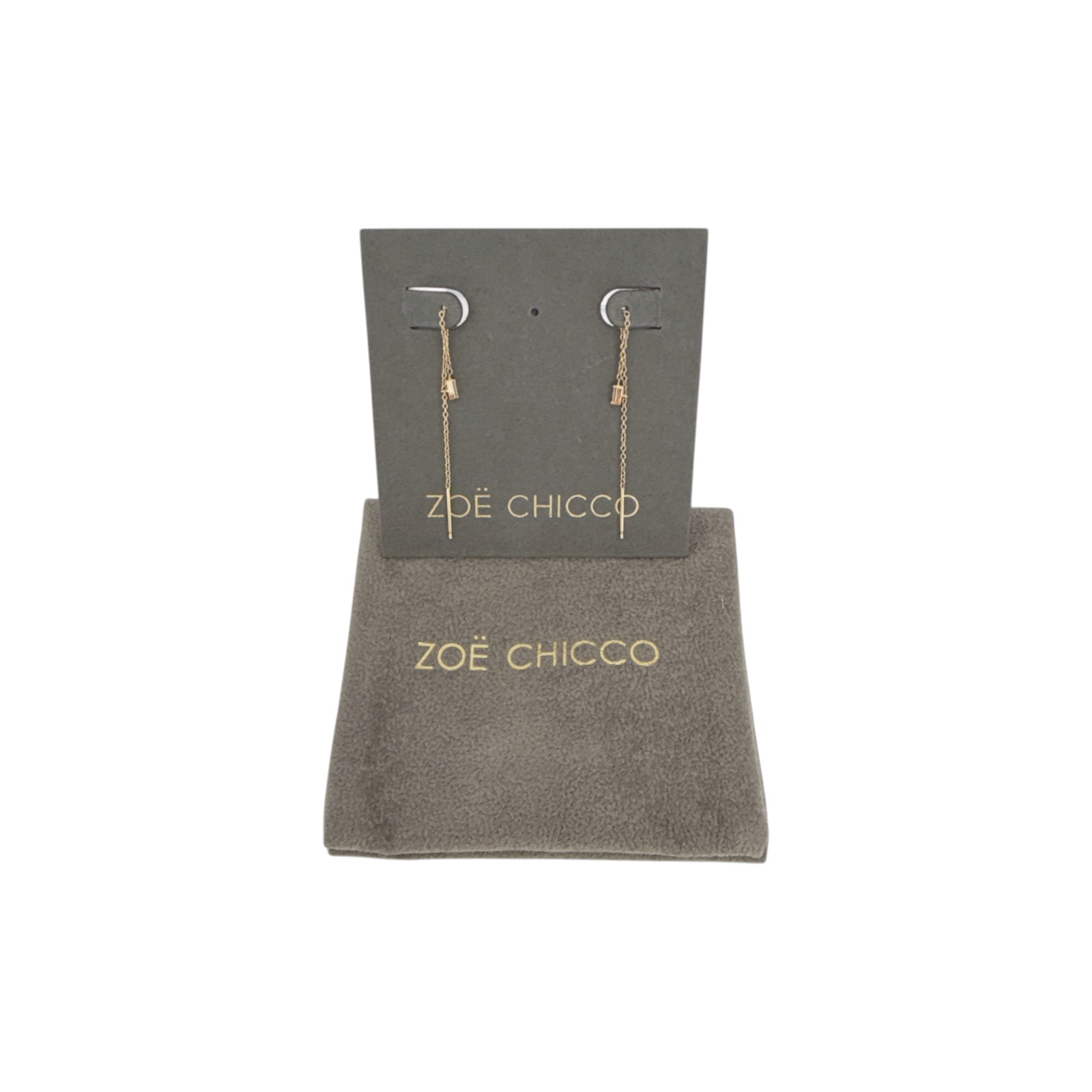Zoe Chicco 14k Gold Baguette Diamond Loop Threader Earrings Gold — image 6 of 8